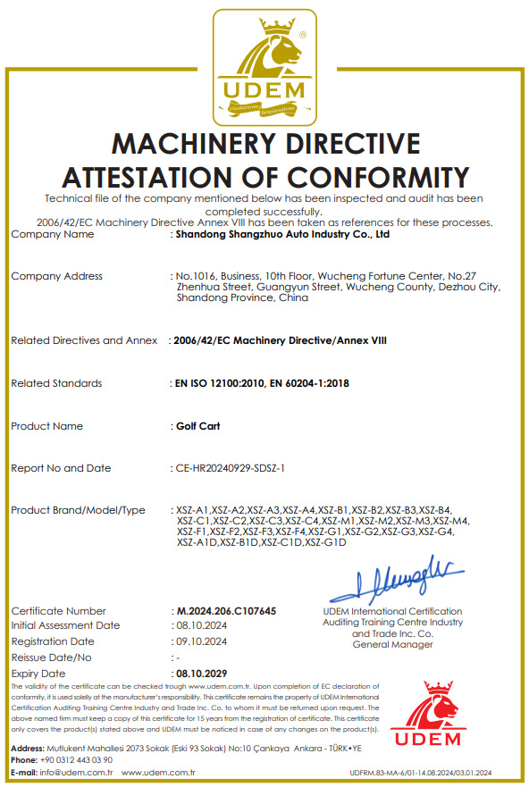MACHINERY DIRECTIVE ATTESTATION OF CONFORMITY